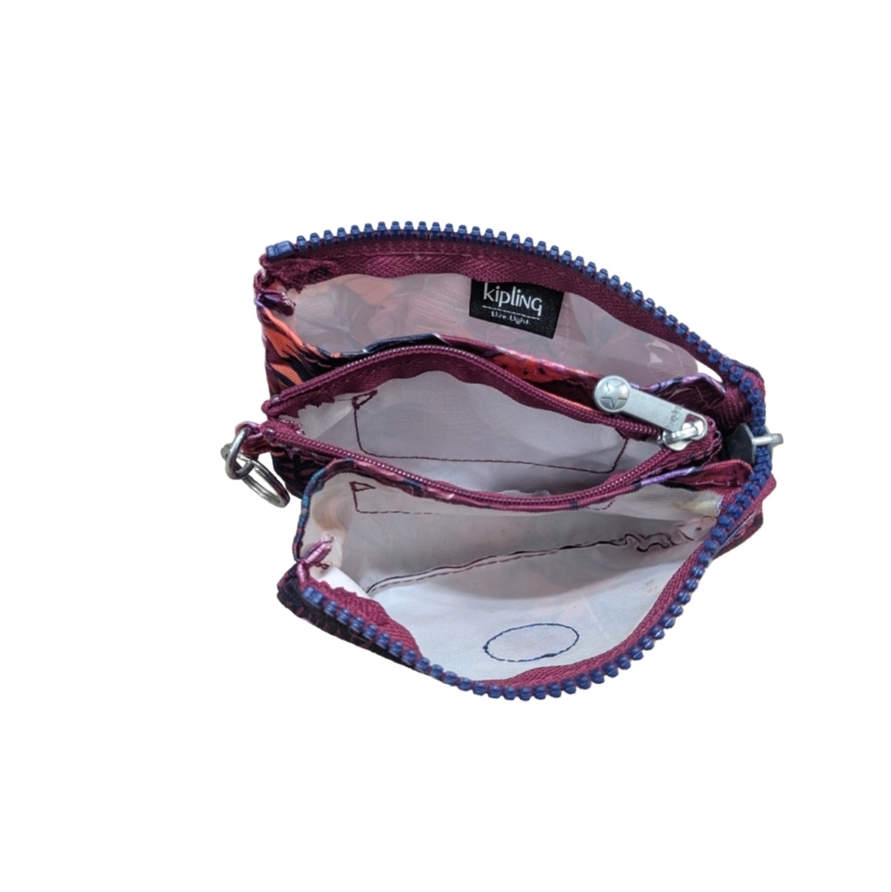 Kipling Creativity small pouch wallet zipper bag Three pockets Palm Shadow Leaf - Picture 3 of 3